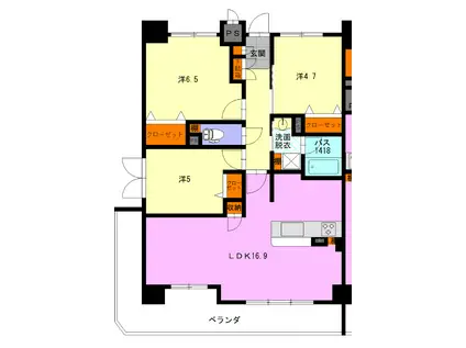 フレシール宮町(3LDK/5階)の間取り写真