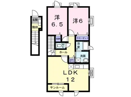 ヒラソールB(2LDK/2階)の間取り写真