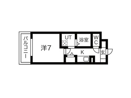 BERG FUJINOMORI(1K/2階)の間取り写真