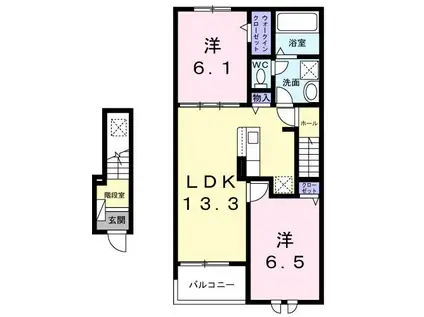 かもしま北町アパート(2LDK/2階)の間取り写真