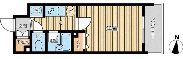 CITY SPIRE両国(1K/2階)の間取り写真