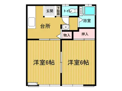 パナハイツさとみ(2K/1階)の間取り写真