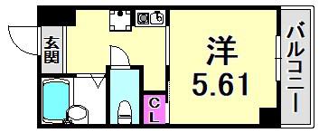レジェンド西宮(1K/2階)の間取り写真
