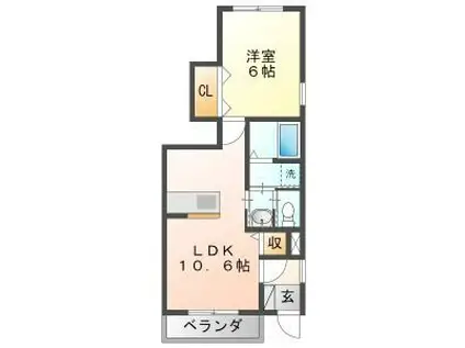 ミーテ・ピアヌーラB(1LDK/1階)の間取り写真