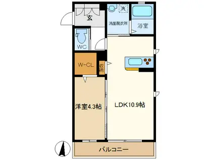 シャーメゾン桜(1LDK/1階)の間取り写真