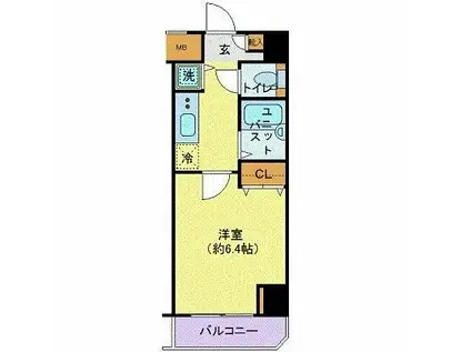 プレール天王洲アイル弐番館(1K/6階)の間取り写真