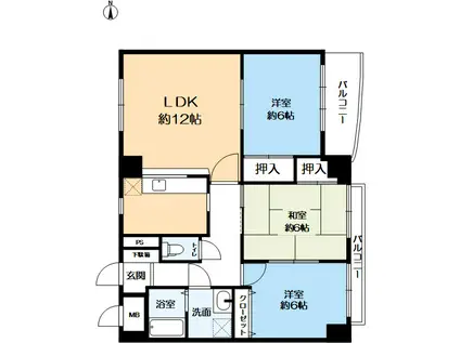 コンフォート桂(3LDK/2階)の間取り写真