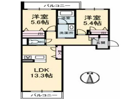 BEREO蔵本元町(2LDK/3階)の間取り写真