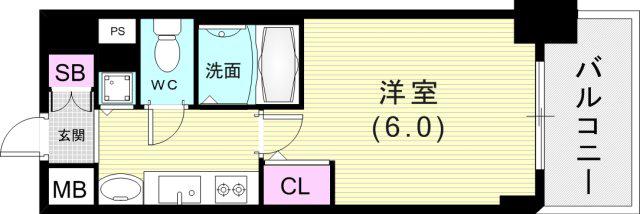 プレサンス神戸西スパークリング(1K/4階)の間取り写真