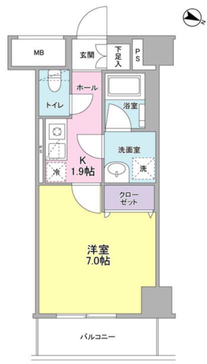 ディクオーレ仙川(1K/4階)の間取り写真