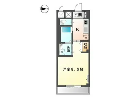 ラ・プラース古出来(1K/3階)の間取り写真