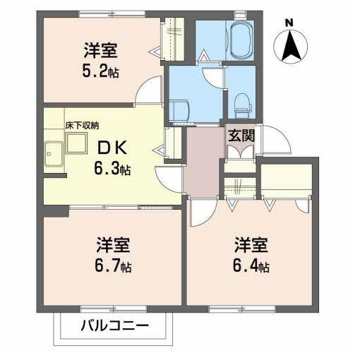 コートクレアールC(3DK/1階)の間取り写真