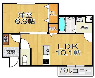 シャーウッド東園田5丁目(1LDK/1階)の間取り写真