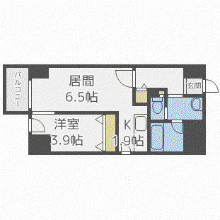 LEE東札幌A(1LDK/2階)の間取り写真