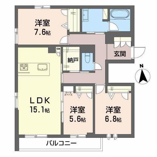 リズム・クチーレ(3LDK/1階)の間取り写真