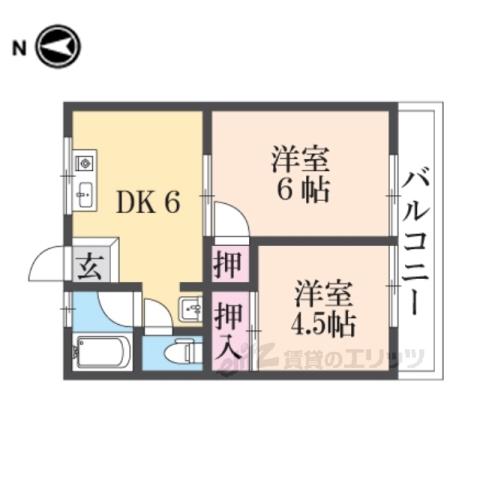 グリーンハイツ1番館(2DK/2階)の間取り写真