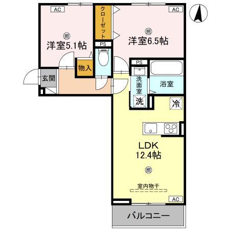 D-REGALO日光S(2LDK/3階)の間取り写真