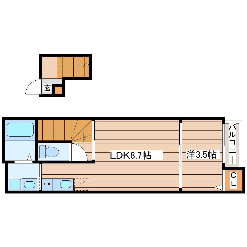 LIBRA COURT 文化町(1LDK/2階)の間取り写真