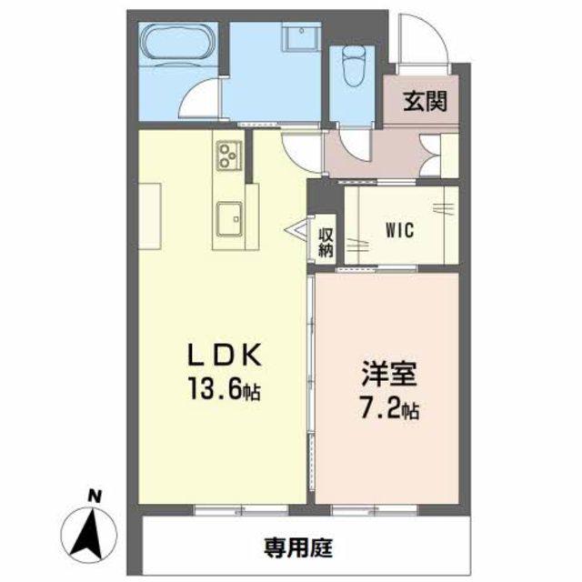 ベレオガーデンズHANA(1LDK/1階)の間取り写真