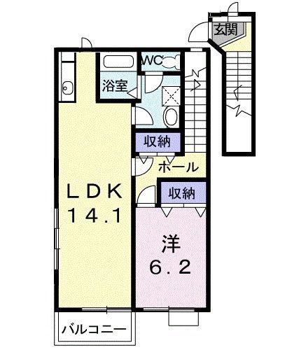 フォンテ-ヌA(1LDK/2階)の間取り写真