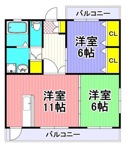 ライフパークA棟(2LDK/2階)の間取り写真