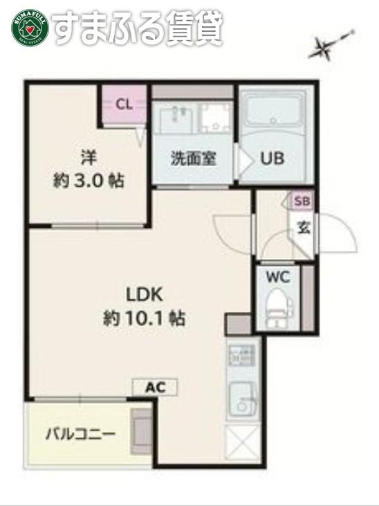 JACK HACHIMANIV(1LDK/2階)の間取り写真