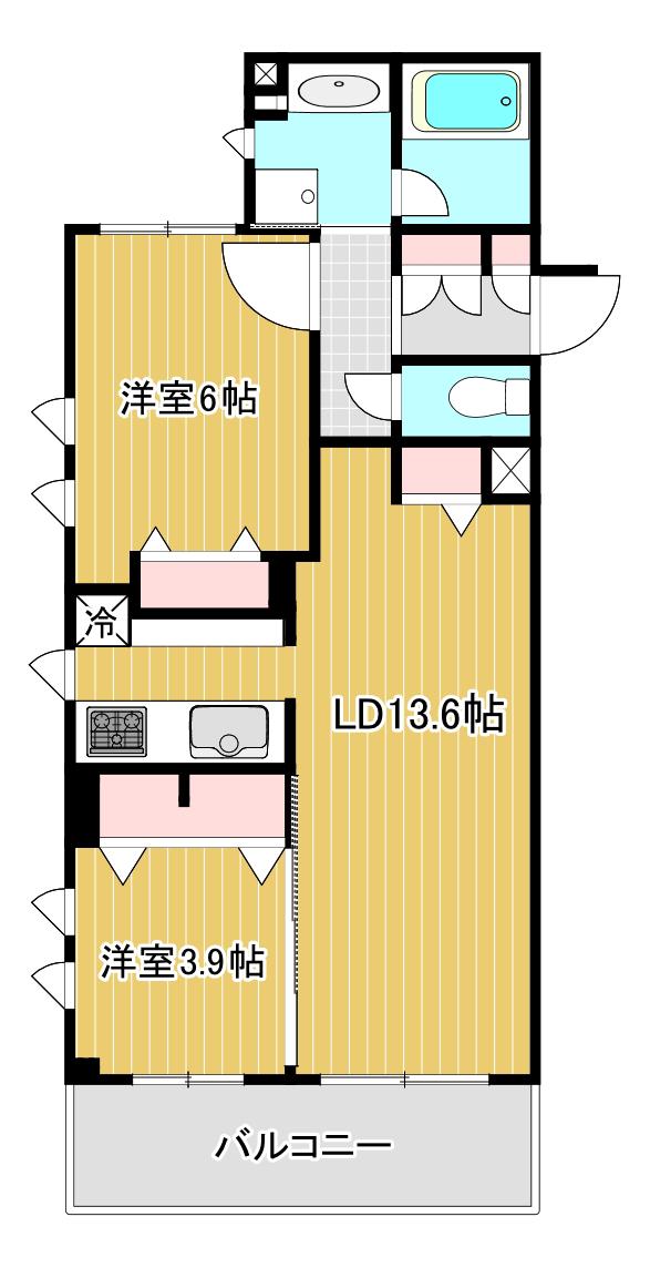 カーサ・スッド(2LDK/2階)の間取り写真