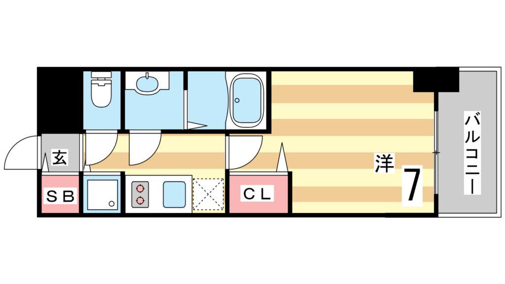 プレサンス三宮東フィール(1K/10階)の間取り写真