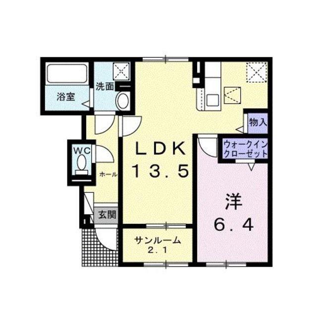 ＪＲ桜井線 帯解駅 徒歩24分 2階建 築2年(1LDK/1階)の間取り写真