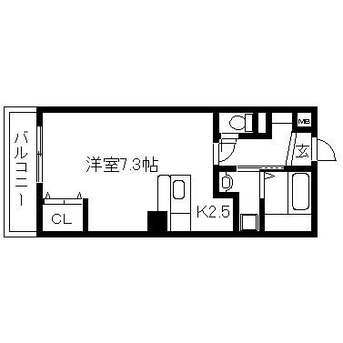 アベニューサイド五条(1K/5階)の間取り写真