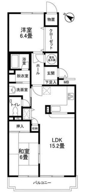ガーデンクレス(2LDK/2階)の間取り写真