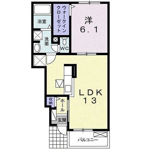 ラ テール ミー(1LDK/1階)の間取り写真