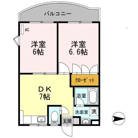 グランディール小泉(2DK/2階)の間取り写真