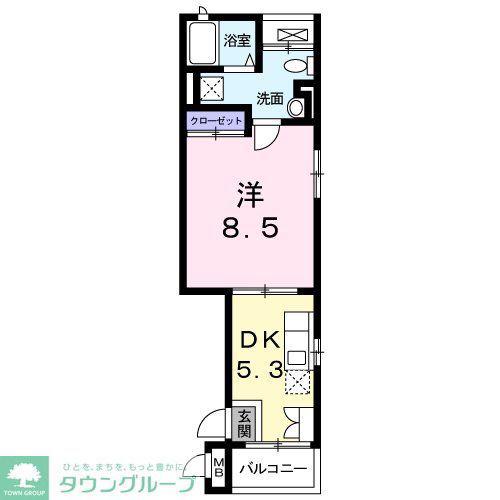 ヴィアラッテア白金(1DK/2階)の間取り写真
