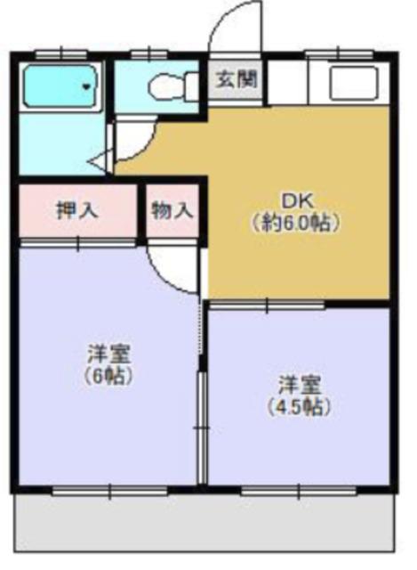 ラポール豊田(2DK/1階)の間取り写真