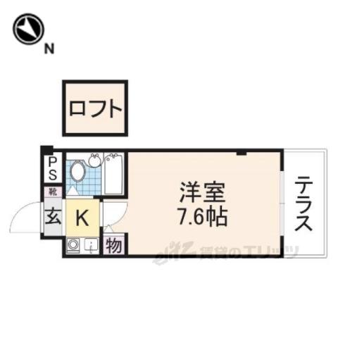 フラッツ郡山(ワンルーム/1階)の間取り写真