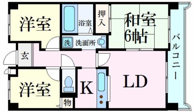 ロイヤルコーポ姫路北条(3LDK/3階)の間取り写真