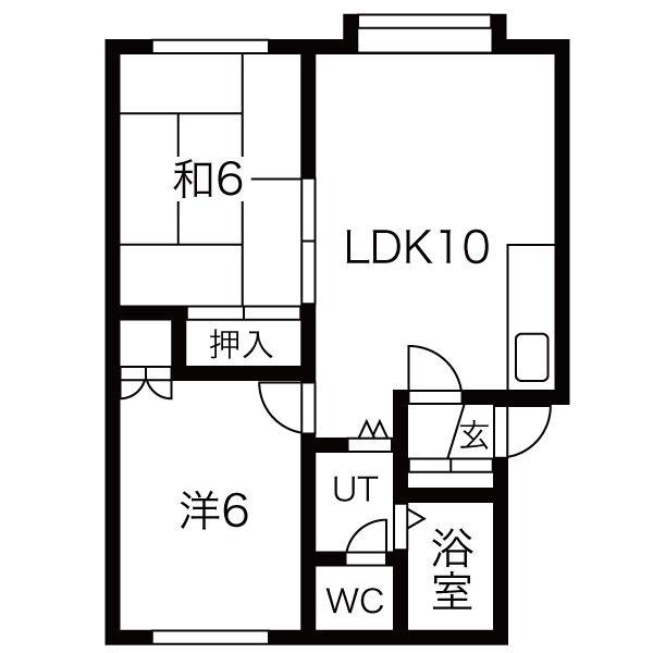 ハイムよあけ(2LDK/2階)の間取り写真