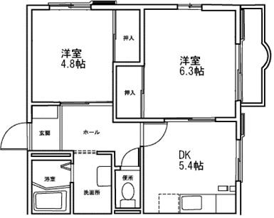 コート東浦(2DK/2階)の間取り写真