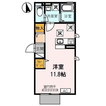ソレアード土師ノ里(ワンルーム/1階)の間取り写真