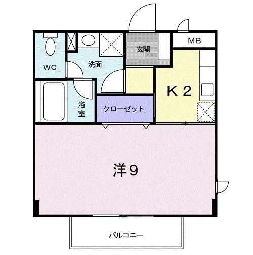 ソシア.アネックスC(1K/2階)の間取り写真