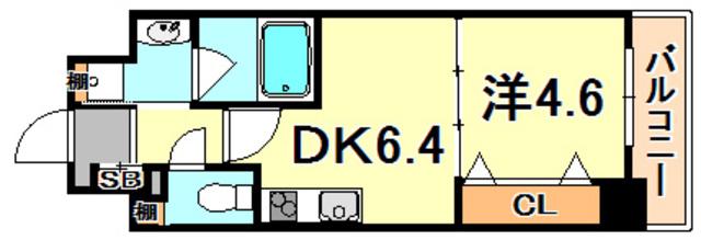 アルデール兵庫(1DK/7階)の間取り写真
