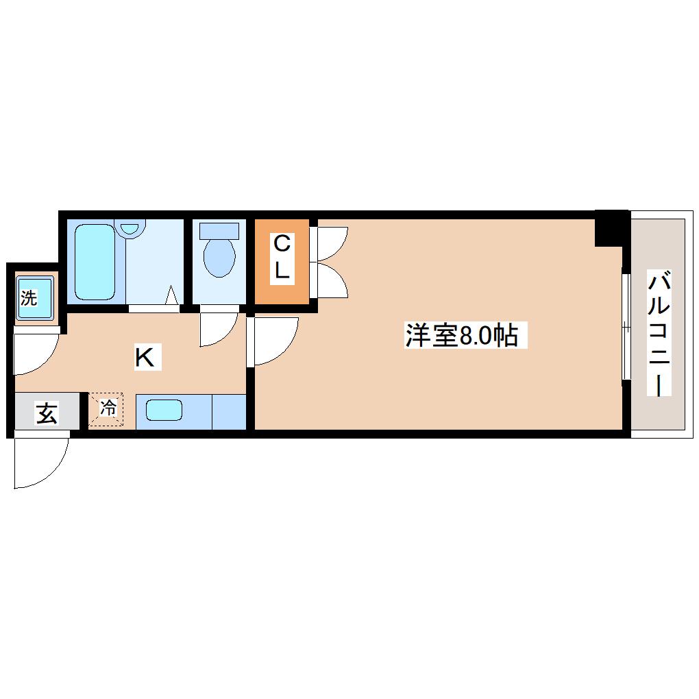 ヴァンデメール五橋(1K/8階)の間取り写真