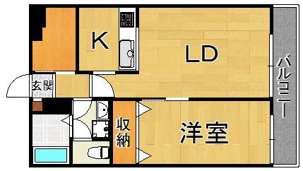 アムール北山(1LDK/2階)の間取り写真