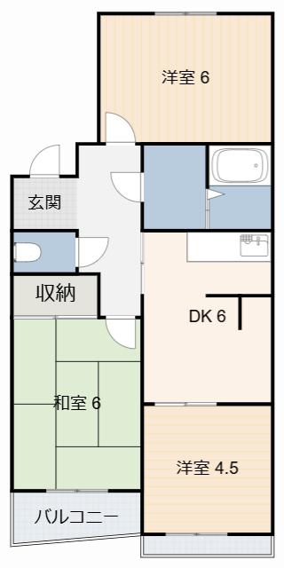 パークサイド今岡A(3DK/4階)の間取り写真