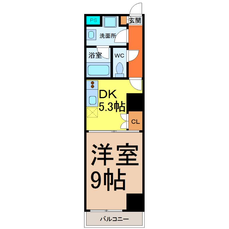 レジディア東桜(1DK/2階)の間取り写真