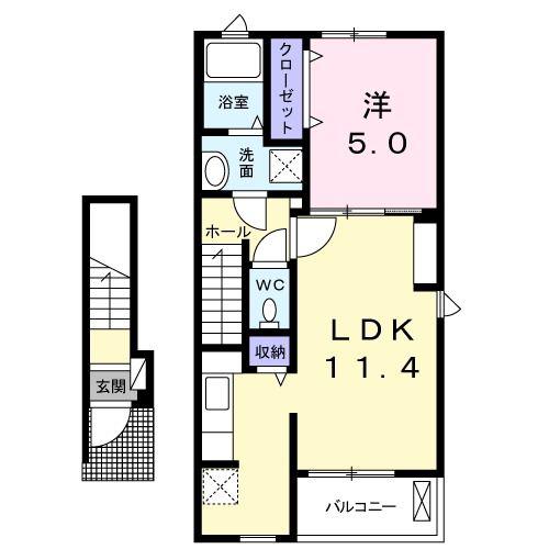 ポポラーレIII(1LDK/2階)の間取り写真