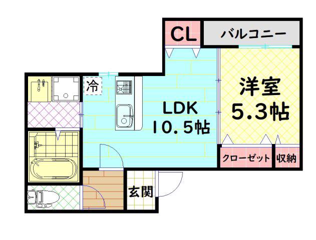 フジパレス百舌鳥八幡V番館(1LDK/1階)の間取り写真