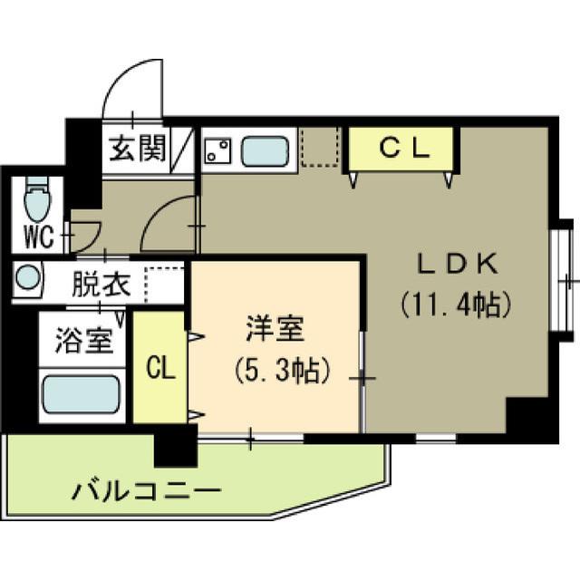 ブラスト南万代(1LDK/2階)の間取り写真
