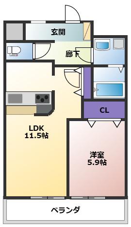 MS FIORE(1LDK/2階)の間取り写真
